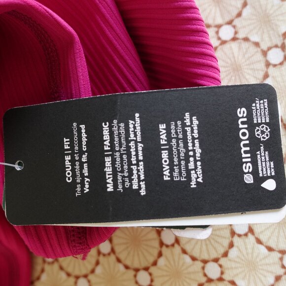 New With Tags Simons Ribbed Cropped Gym Top - Size P/S - Picture 9 of 12